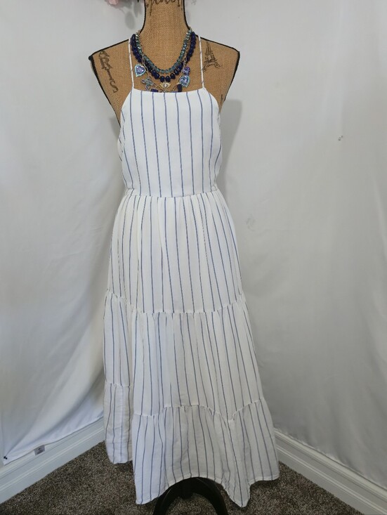 American Eagle Outfitters Dresses & Skirts - American Eagle Outfitters White Maxi Dress with Blue Stripes